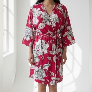 Lilac+London Kimono Sleeve Floral Printed Wrap Robe | Size M